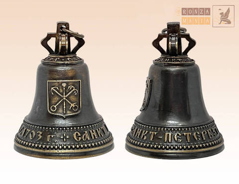 колокольчик № 2 Герб Санкт-Петербурга - Патинированный