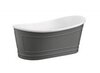 BelBagno BB32-CF36 Отдельностоящая, овальная акриловая ванна матовая внутренняя поверхность, наружный цвет серый, встроенный слив  1676х900х750
