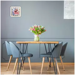 Часы 21 Bek настенные  2223-101 квадрат 22х22см, корпус жемчуг "Весна в Париже" "Рубин"