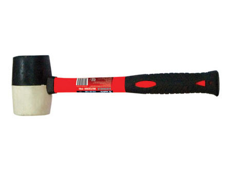 Киянка 225 г резиновая с фиберглассовой ручкой (черно-белая резина) 