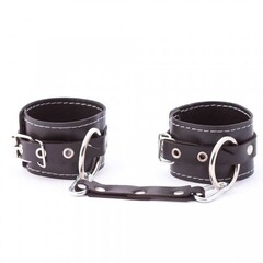 Двухслойные оковы из натуральной кожи с белой строчкой