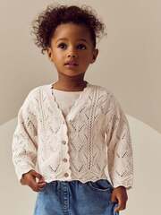 Кардиган вязаный для девочки Next E25-148, Кремовый
