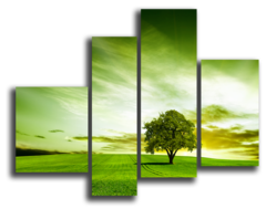Модульная картина "Зеленое дерево"