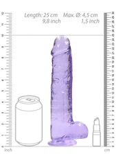 Фиолетовый фаллоимитатор Realrock Crystal Clear 9 inch - 25 см. - 