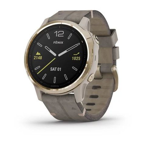 Garmin Fenix 6s Sapphire - Light Gold with Shale Suede Band