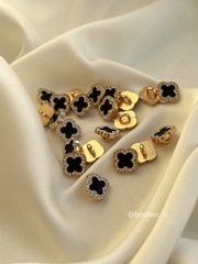 Пуговицы цветок черные золото со стразами в стиле ван кл