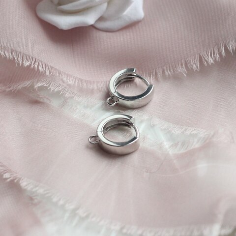 Швензы колечки 14 мм, с французским замком,родий, Ш076