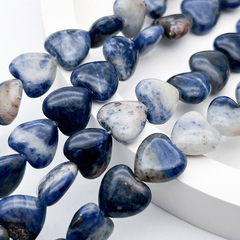 Содалит бусины, сердце, размер около 12 мм, цена за 8 шт (1/4 нити)