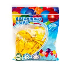 
          Шар воздушный металлик Alingar, №12, желтый, 100шт/уп, пакет с европодвесом