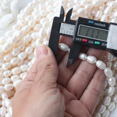 Жемчуг натуральный речной, рис, 8,5-11,3 мм, 1 нить, Ж026