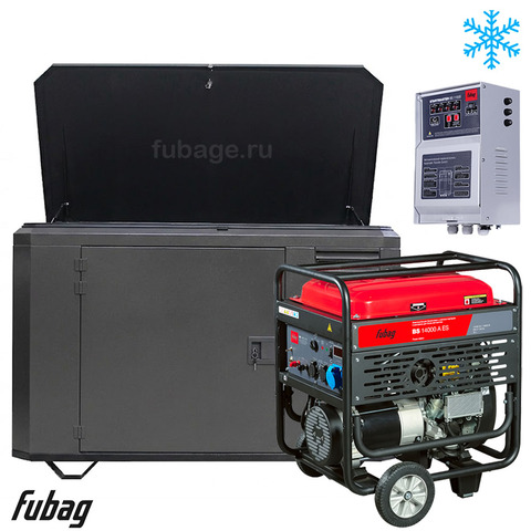 Генератор в зимнем ультра тихом кожухе с блоком АВР Fubag BS 14000 A ES/1700SSW RAL 7024