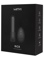 Черный мини-вибратор Rick с пультом - 8,6 см. - 