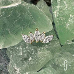 Кластер "Crown Marquise" - Желтое золото - White CZ