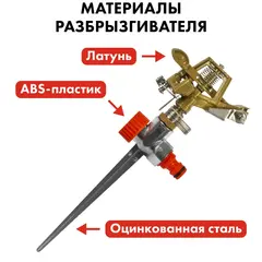 Разбрызгиватель импульсный QUATTRO ELEMENTI металл, 180 град, радиус до 12 метров (Арт. 241-369)