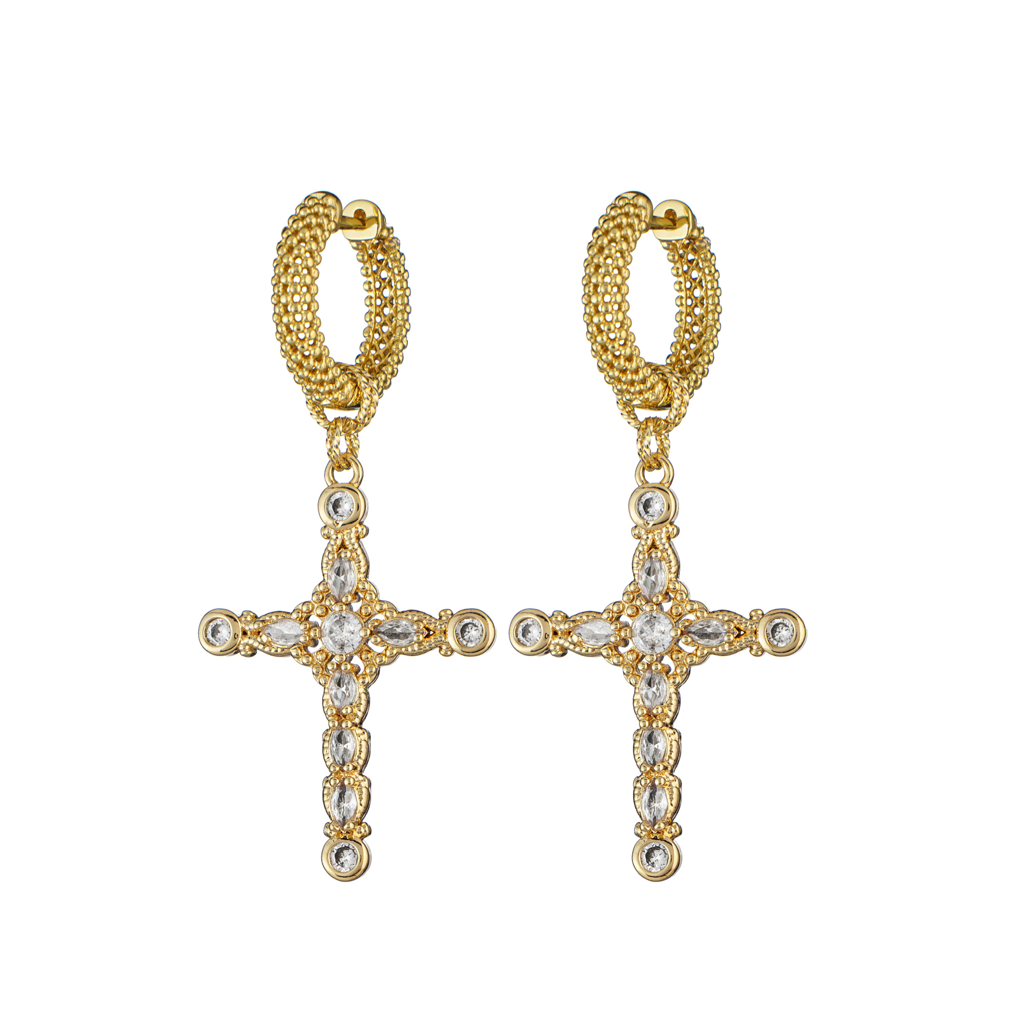 

Серьги Vintage Gold Crystal Cross Earrings