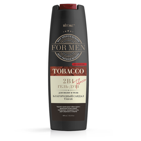 Белита For MEN TOBACCO 2в1 Гель-душ для волос БЛАГОРОДНЫЙ САНДАЛ и ТАБАК 400мл