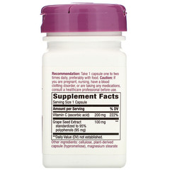 Nature's Way, Grape Seed with Vitamin C, 100 mg, 30 Vegan Capsules