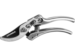 GRINDA P-21, 210 мм, углеродистая сталь, хромированное покрытие, с алюминиевыми коваными рукоятками, плоскостной секатор, PROLine (423421)