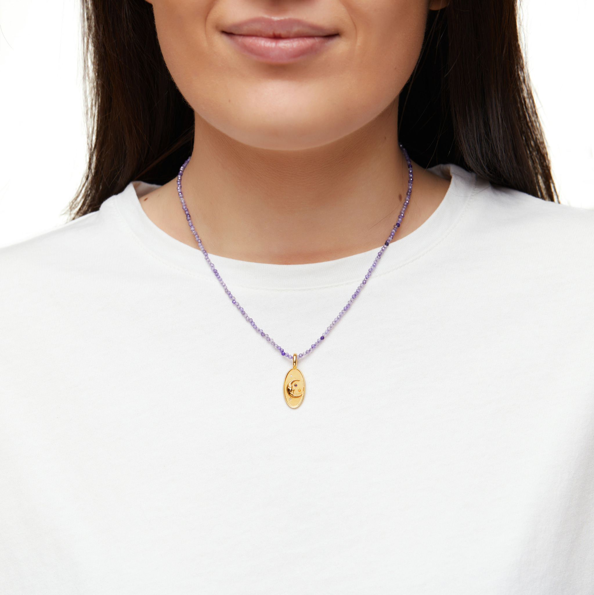 Колье Sky Oval Purple Crystal Necklace