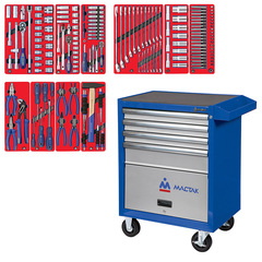 МАСТАК (52-04186B) Набор инструментов "СТАНДАРТ" в синей тележке, 186 предметов