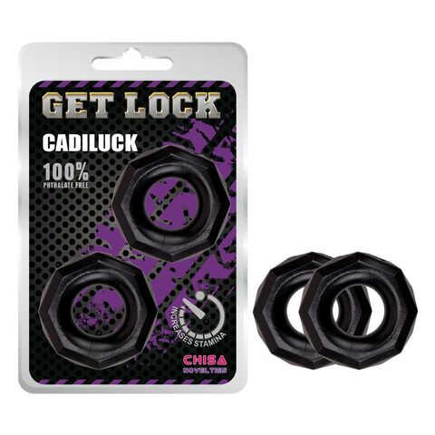 Набор из 2 черных эрекционных колец Cadiluck - Chisa Get Lock CN-370328558