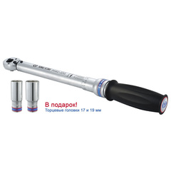 KING TONY (P34462-2DG) Динамометрический ключ серии "EXACT", 1/2", 60-340 Нм, для левой и правой резьбы, футляр, в комплекте 2 торцевые головки