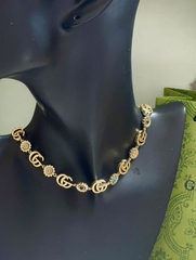 Колье-чокер цепочка с подвесками (ромашки + цветные камни) style by GUCCI