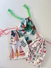 Мешочек подарочный тканевый, Новогодний, малый, МИКС, 15*20 см, 1 шт.