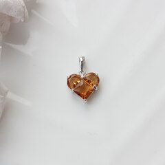 Подвеска Сердце с коричневым фианитом, 14 мм, родий, П445