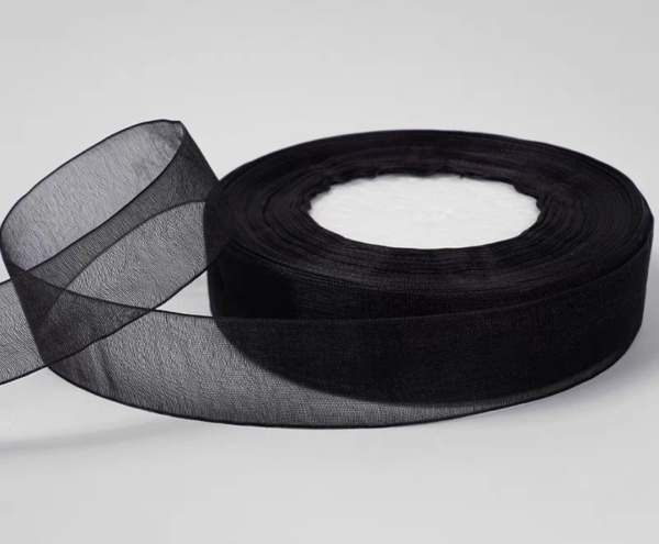 Лента органза (2,5см*45,70м), Черный