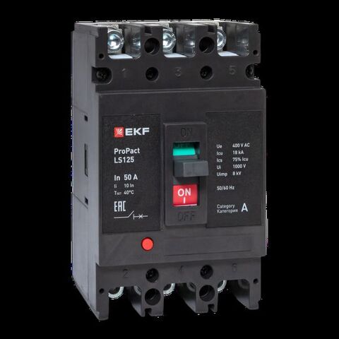 Выключатель автоматический в литом корпусе ProPact LS125 50А 3P 18кА EKF