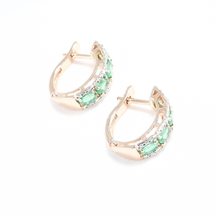 3020431 - Серьги из золота 585 пробы с бриллиантами и изумрудами