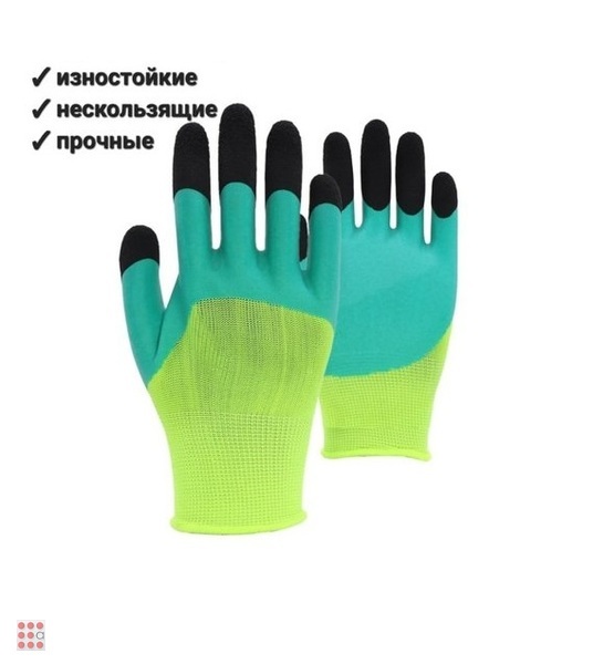 Перчатки латексным обливом №300 (зеленые)