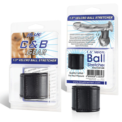 Хомут-утяжка для мошонки из искусственной кожи на липучке VELCRO BALL STRETCHER- 4 см. - BlueLine BLM1688
