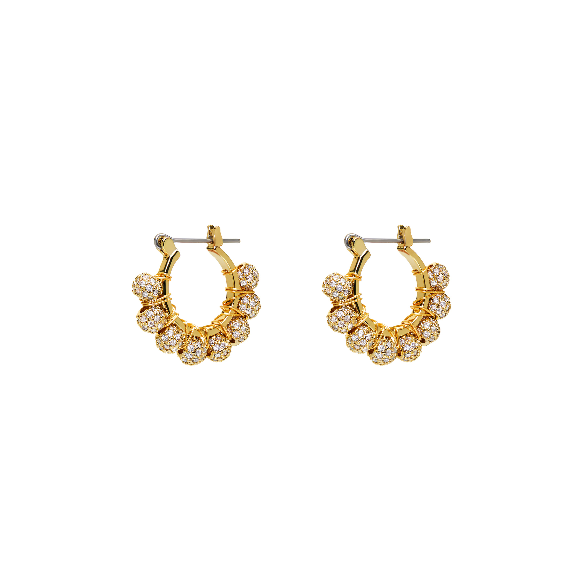 Pave Dome Wrap Hoops - Gold