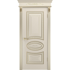 Купить Межкомнатная дверь эмаль Лира В2 шампань с патиной белое золото глухая