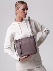 Сумка кожаная кросс-боди розово-серая