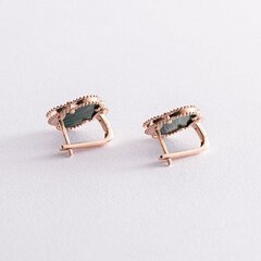 1с4087/2- Серьги Trendy Gold -клевер из золота 585 пробы с малахитом