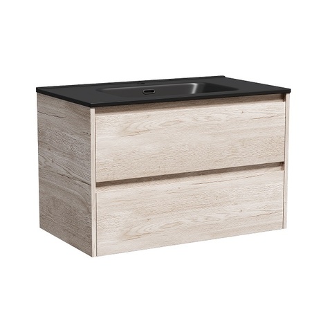 Sancos LB80EG Тумба подвесная Libra 790х450х500 c двумя ящиками оснащенными доводчиками скрытого монтажа с системой Soft close (плавного закрывания), c фрезерованными ручками по всей длине фасада, дуб галифакс натуральный