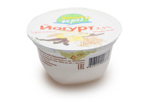 Йогурт со злаками и ванилью "Зеленый берег" 2.5%, 180г