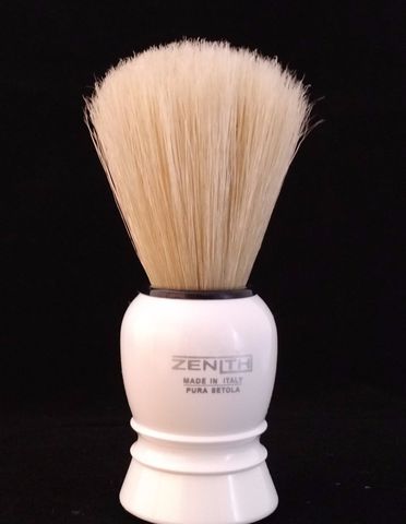 Помазок для бритья Zenith,синтетический ворс,белая ручка