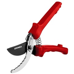 GRINDA G-31, 200 мм, закаленные лезвия, тефлоновое покрытие, зубцы на лезвии, пластиковые рукоятки, плоскостной секатор (40210)