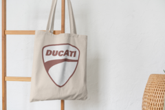 Сумка-шоппер с принтом Ducati (Дукати) бежевая 0013