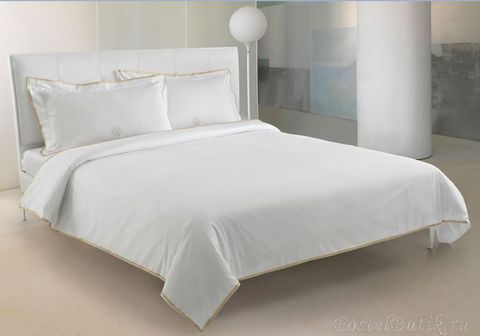 Постельное белье 2 спальное евро Roberto Cavalli Gold белое