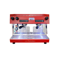 Кофемашина рожковая автоматическая CARIMALI Nimble E2 2 группы, высокие, подсветка, красный с задней прозрачной панелью