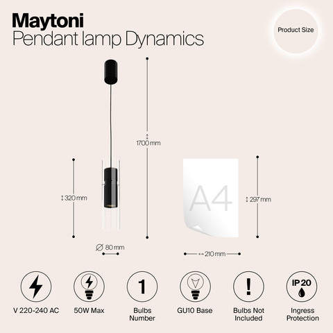 Подвесной светильник Maytoni Dynamics MOD326PL-01B