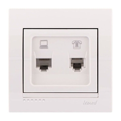 DERIY 702 0202 143 Розетка комп+телеф.бел