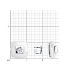 94-122-01278-2 - Серьги-пусеты из серебра с белой керамикой