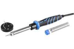 ЗУБР 60 Вт, в наборе: припой + подставка, 2к рукоятка, конус, керамический нагреватель, электропаяльник, Профессионал (55402-60)