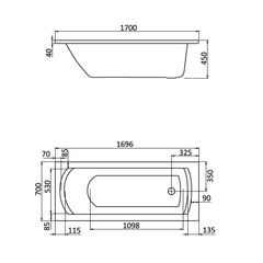 ВАННА АКРИЛОВАЯ SANTEK МОНАКО 170х70 С ножками
